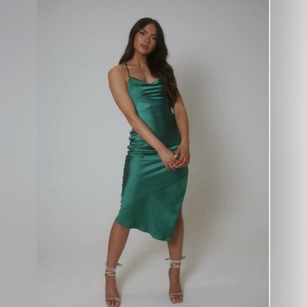 NWT SLA the Label Emerald Satin Midi